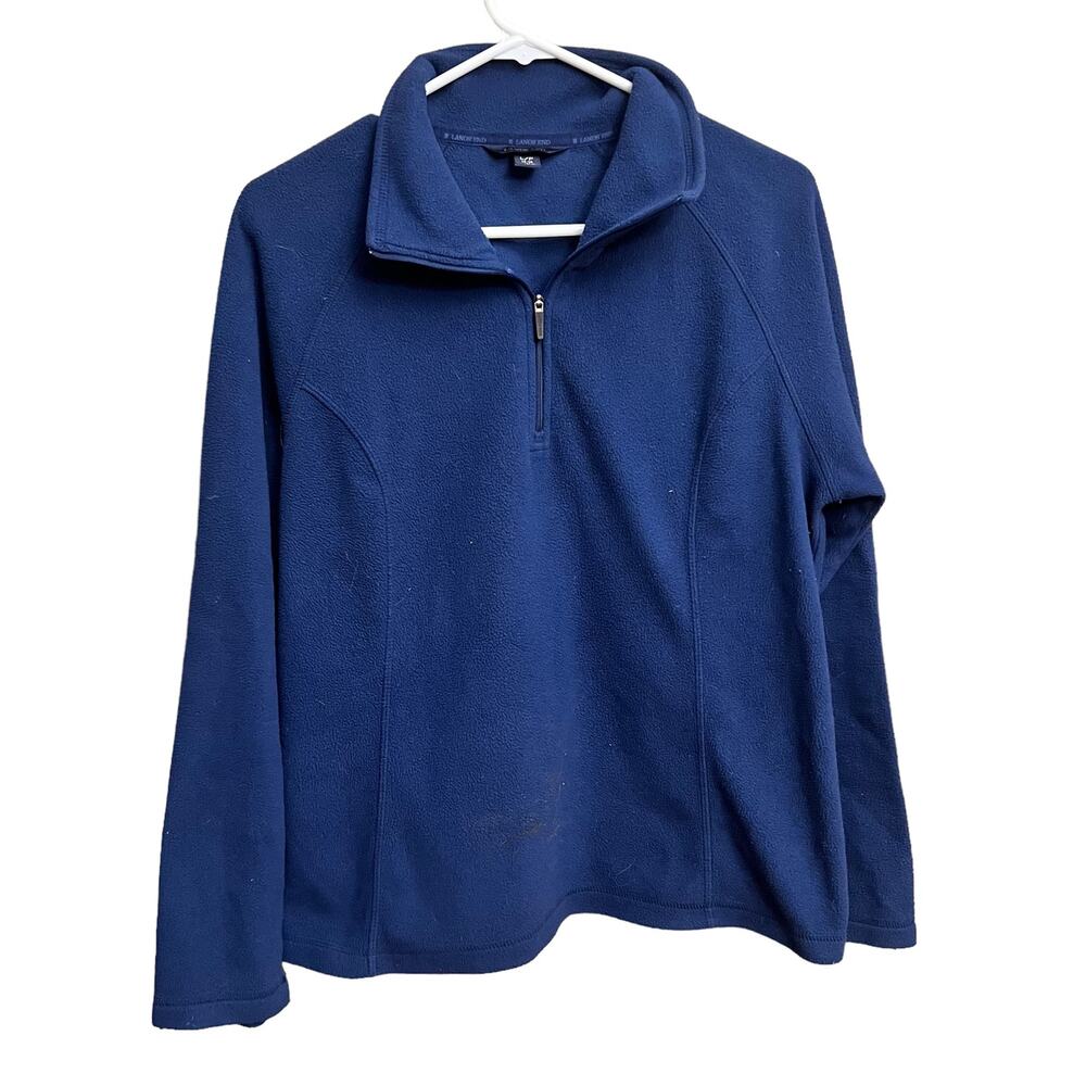 Lands End Blue Fleece Long Sleeve 3/4 Zip Top Size Large